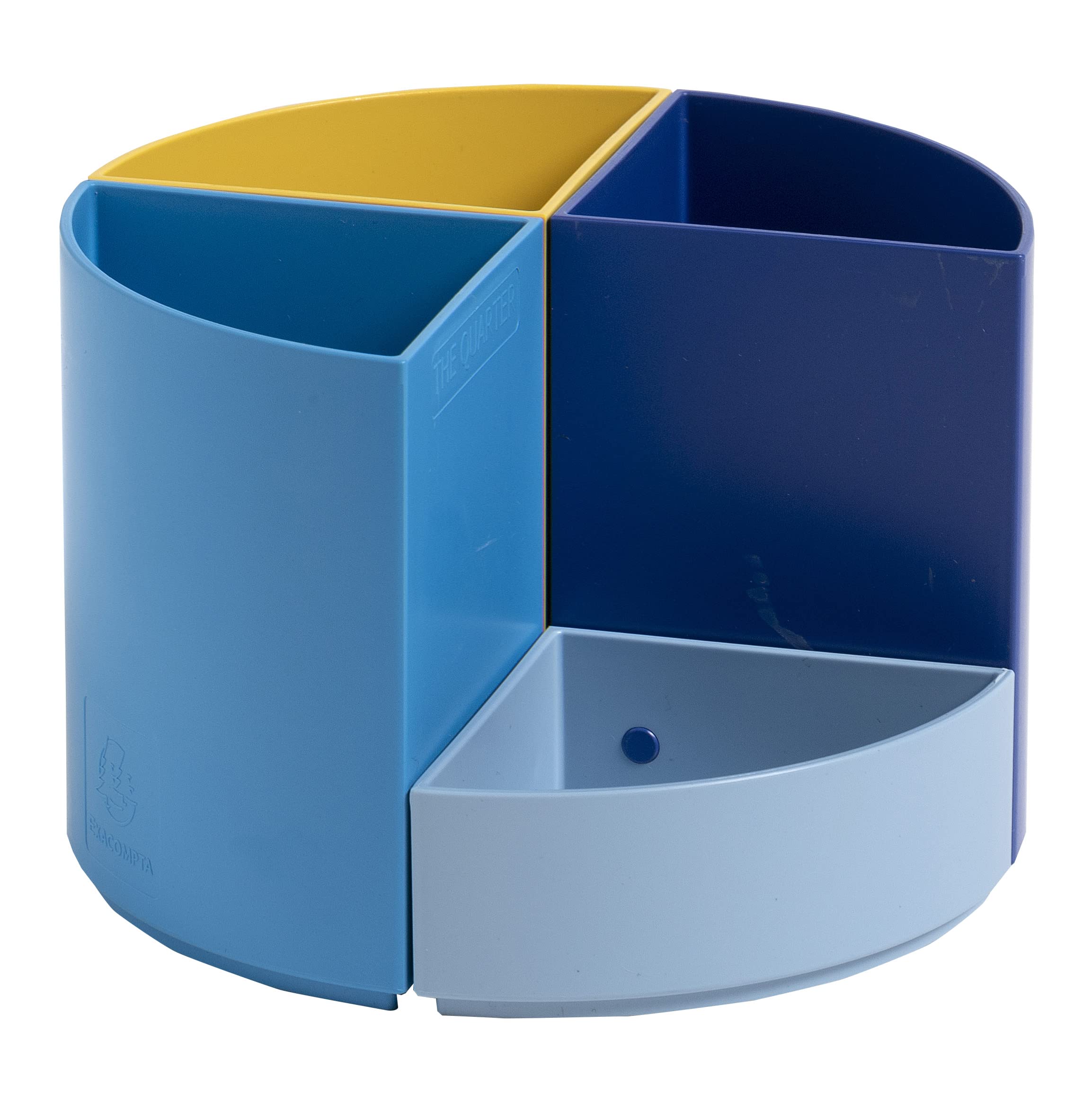 Exacompta - Ref. 68202D - 1 modular pencil holder THE QUARTER Bee Blue - 4 quarters in navy blue, saffron, light blue, turquoise which can be combined together - size 12 x 12 x 8.3 cm