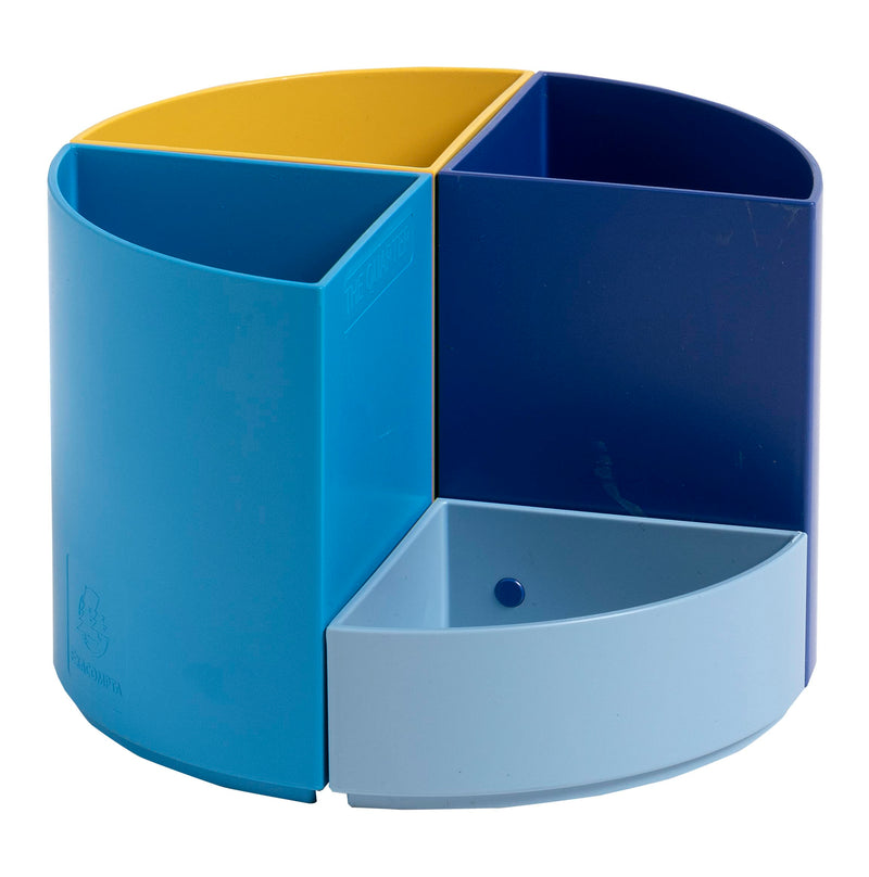 Exacompta - Ref. 68202D - 1 modular pencil holder THE QUARTER Bee Blue - 4 quarters in navy blue, saffron, light blue, turquoise which can be combined together - size 12 x 12 x 8.3 cm
