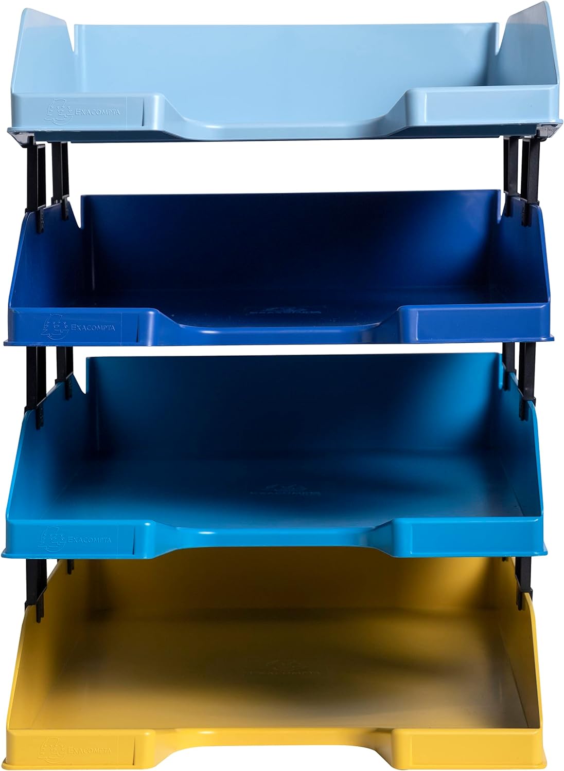 Exacompta - Ref. 113202SETD - Set of 4 COMBO MIDI Bee Blue letter trays - dimensions 34.6 x 25 x 24.3 cm - for A4+ format documents - Blue Angel certified - assorted colours
