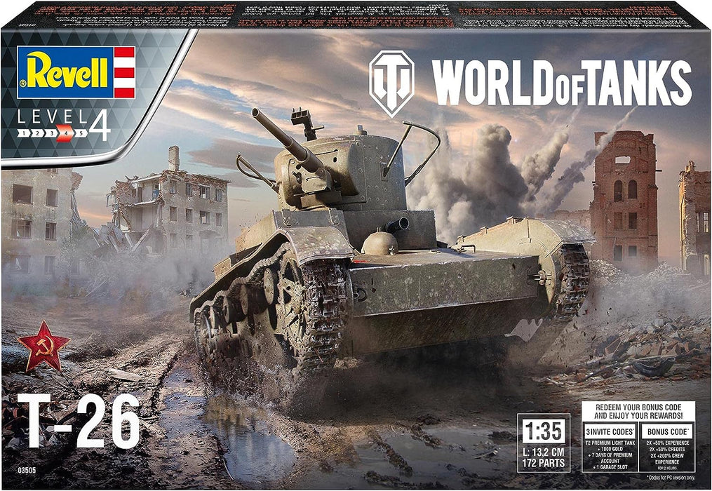 Revell, Unvarnished 03505 T-26 World of Tanks 1:35 Scale Plastic Model kit