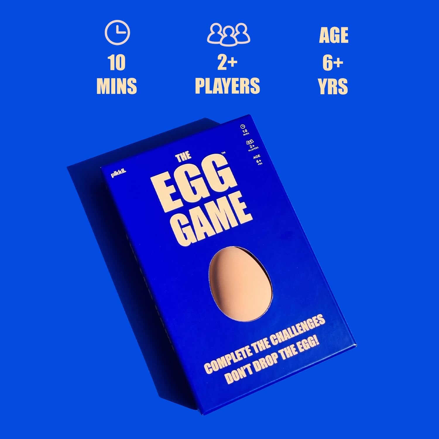 Pikkii The Egg Game | Family Party Game for Ages 6+ | 100 Fun Challenges Card Game | Outdoor or Indoor Travel-Sized Game
