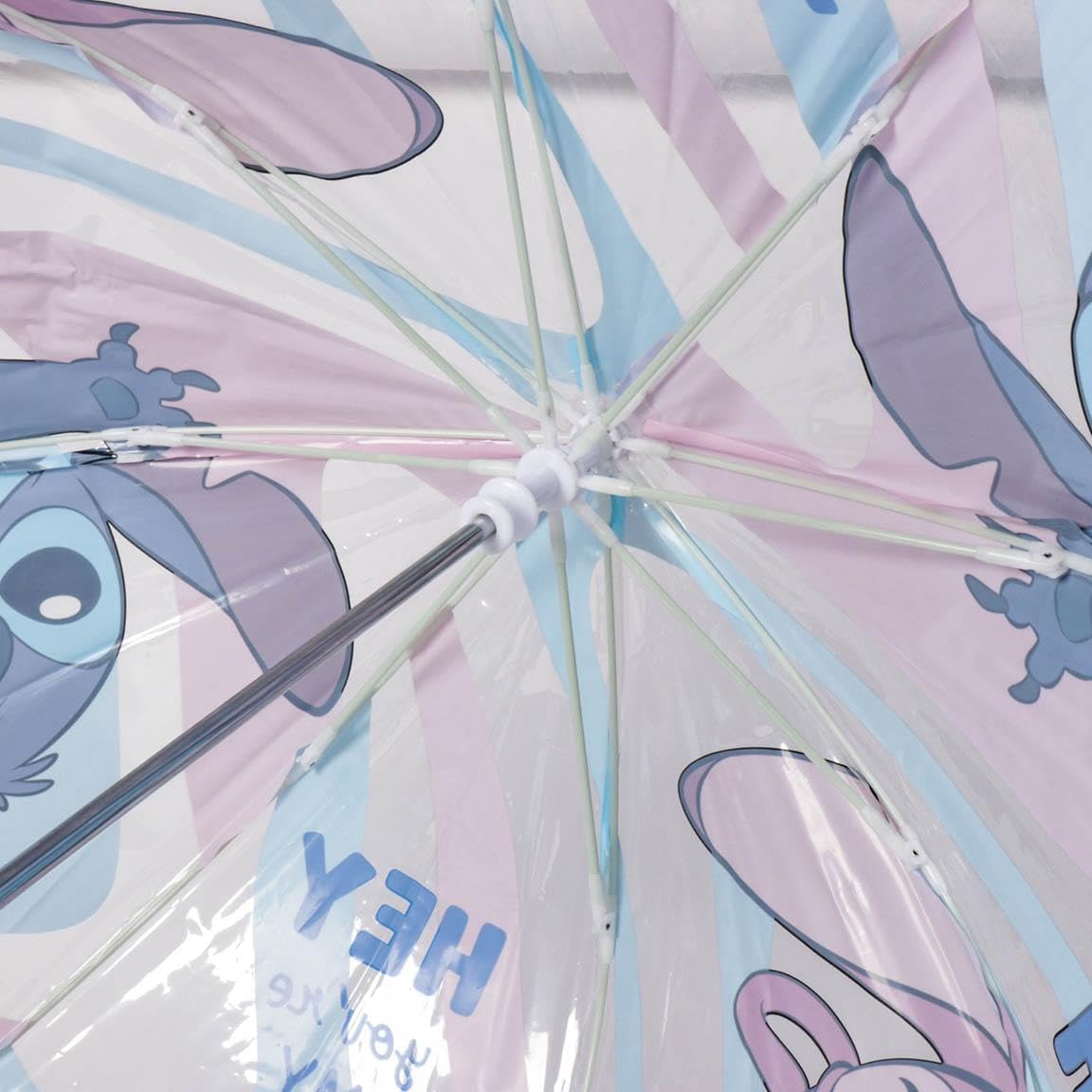 Lilo & Stitch Paraplu met luchtbellen, bedrukt met Stitch en zijn vriendin engel, handmatige opening, gemaakt van 100% POE met glasvezelstructuur, origineel product, ontworpen in Spanje, Meerkleurig