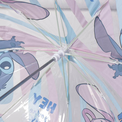 Lilo & Stitch Paraplu met luchtbellen, bedrukt met Stitch en zijn vriendin engel, handmatige opening, gemaakt van 100% POE met glasvezelstructuur, origineel product, ontworpen in Spanje, Meerkleurig