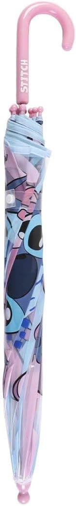 Lilo & Stitch Paraplu met luchtbellen, bedrukt met Stitch en zijn vriendin engel, handmatige opening, gemaakt van 100% POE met glasvezelstructuur, origineel product, ontworpen in Spanje, Meerkleurig