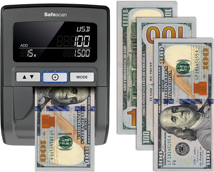 Safescan 185-S Automatic Counterfeit Money Detector that quickly verifies banknotes - Including US Dollars - Money Machine with 7-point detection - 100% accurate Money Checker Machine