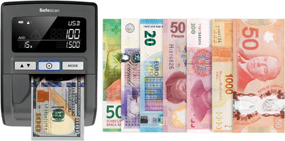 Safescan 185-S Automatic Counterfeit Money Detector that quickly verifies banknotes - Including US Dollars - Money Machine with 7-point detection - 100% accurate Money Checker Machine