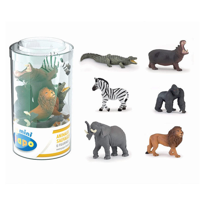 Papo Mini Figurines, 33020 Plus Wild Set 1 (Tube, 6 pcs), Multicolour