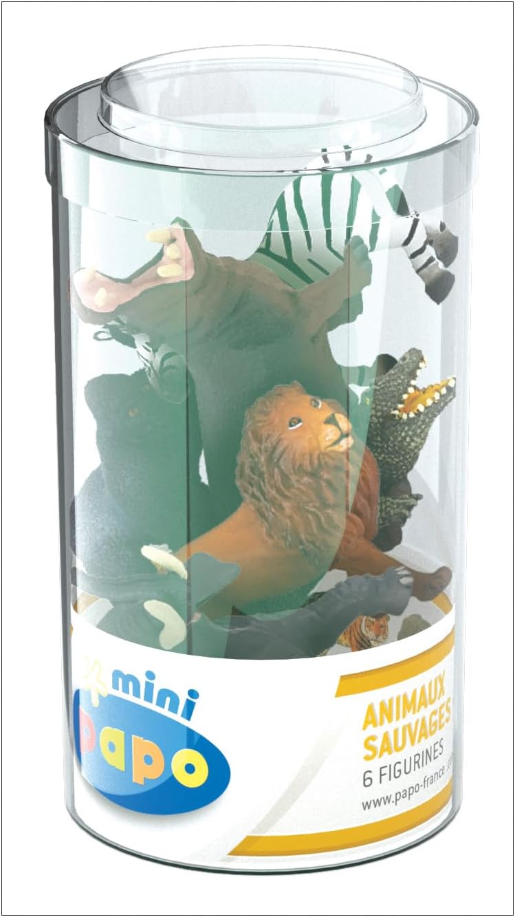 Papo Mini Figurines, 33020 Plus Wild Set 1 (Tube, 6 pcs), Multicolour