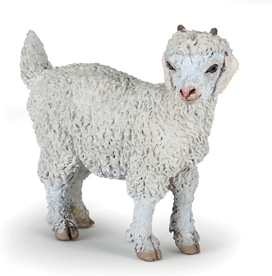 Papo- Chevreau Angora Statuetta, Colore Bianco-Grigio-Rosa, 51171
