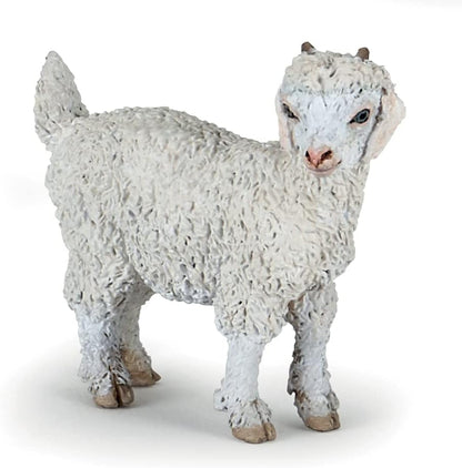 Papo- Chevreau Angora Statuetta, Colore Bianco-Grigio-Rosa, 51171