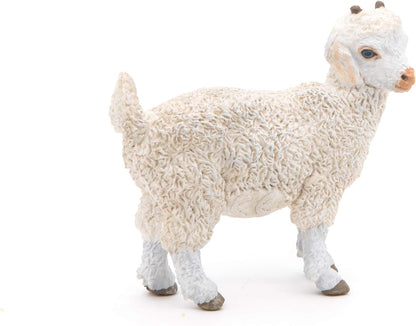 Papo- Chevreau Angora Statuetta, Colore Bianco-Grigio-Rosa, 51171