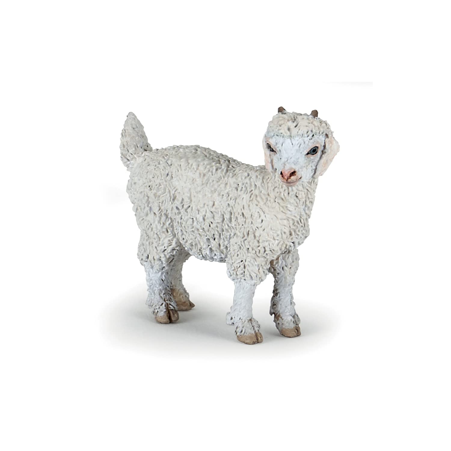 Papo- Chevreau Angora Statuetta, Colore Bianco-Grigio-Rosa, 51171