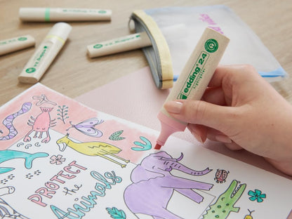Edding 24 EcoLine highlighter - pastel rose - 10 highlighters - chisel nip 2-5 mm - for quick and easy marking and highlighting of texts and notes - refillable, made of recyclable material