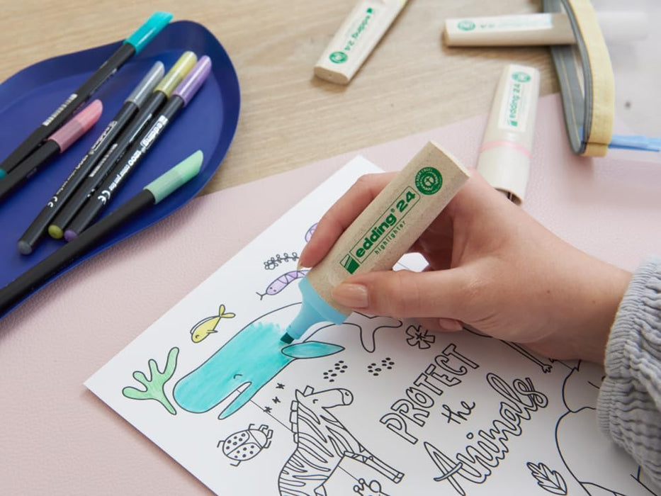 Edding 24 EcoLine highlighter - pastel rose - 10 highlighters - chisel nip 2-5 mm - for quick and easy marking and highlighting of texts and notes - refillable, made of recyclable material