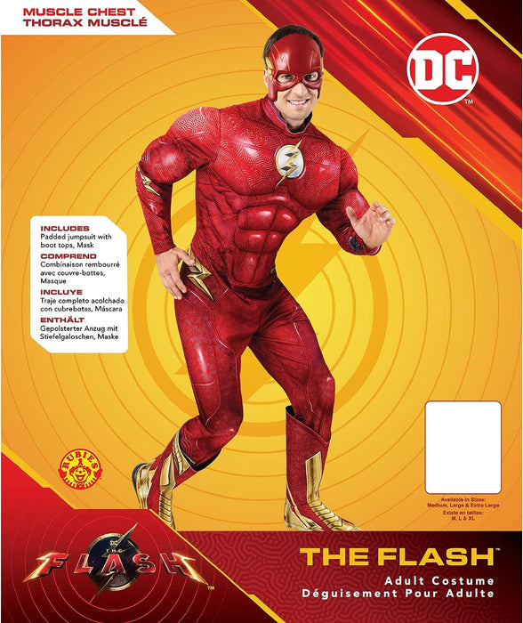RUBIE'S DC Officiel - THE FLASH - Déguisement de Luxe pour Adultes - Taille M à XL - Costume avec Combinaison à Manches Longues, Bottes et Masque - Halloween, Carnaval, Noël