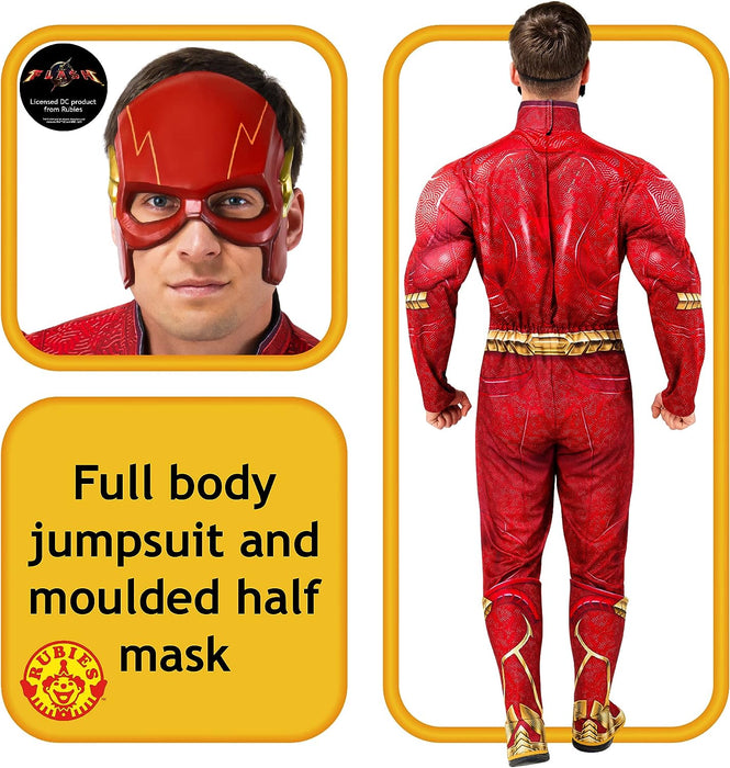 RUBIE'S DC Officiel - THE FLASH - Déguisement de Luxe pour Adultes - Taille M à XL - Costume avec Combinaison à Manches Longues, Bottes et Masque - Halloween, Carnaval, Noël