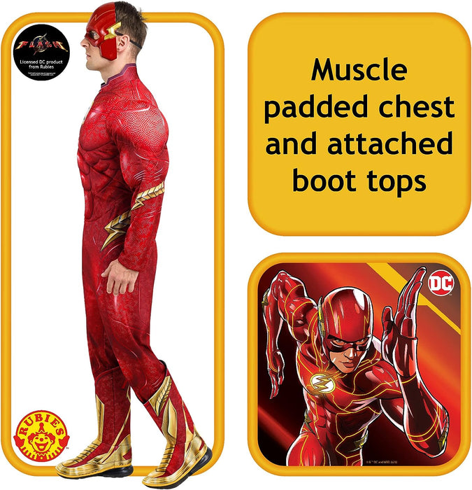 RUBIE'S DC Officiel - THE FLASH - Déguisement de Luxe pour Adultes - Taille M à XL - Costume avec Combinaison à Manches Longues, Bottes et Masque - Halloween, Carnaval, Noël
