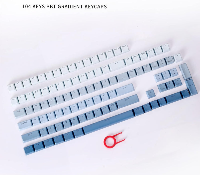 Redragon Touches A134 dégradées bleu ombré, 104 touches standard Doubleshot PBT Profil OEM/Cherry Disposition ANSI anglais (US) Compatible avec tous les claviers mécaniques Redragon