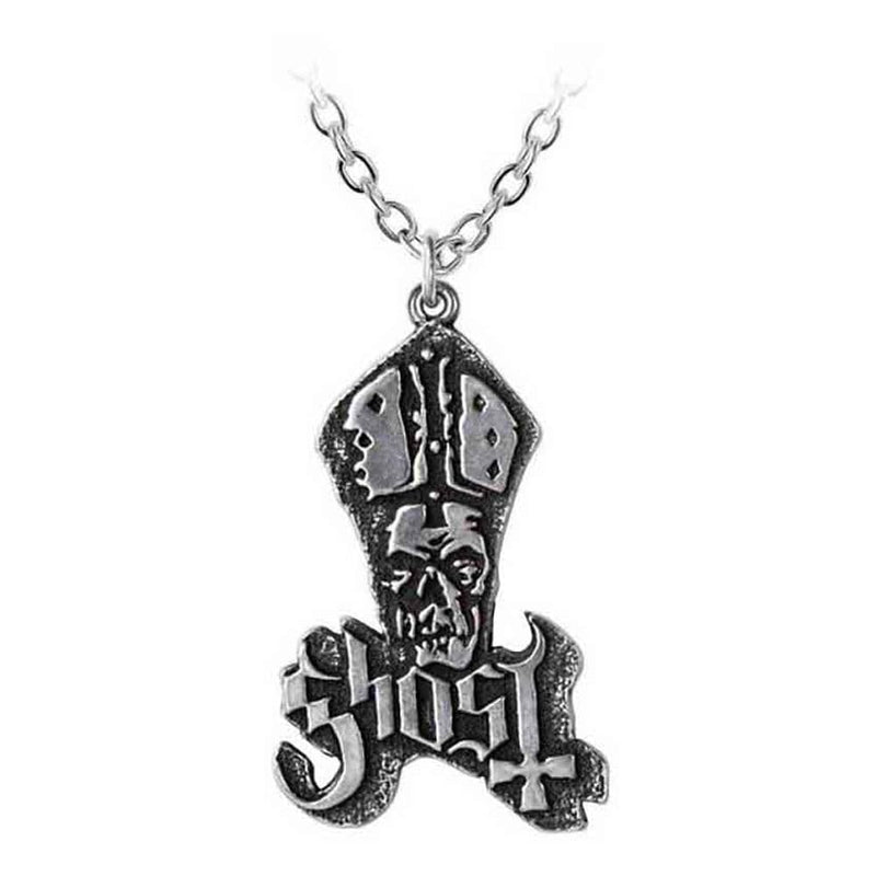 Alchemy Ghost Papa Band Logo Pendant Necklace One Size, One Size, Metal, Silver