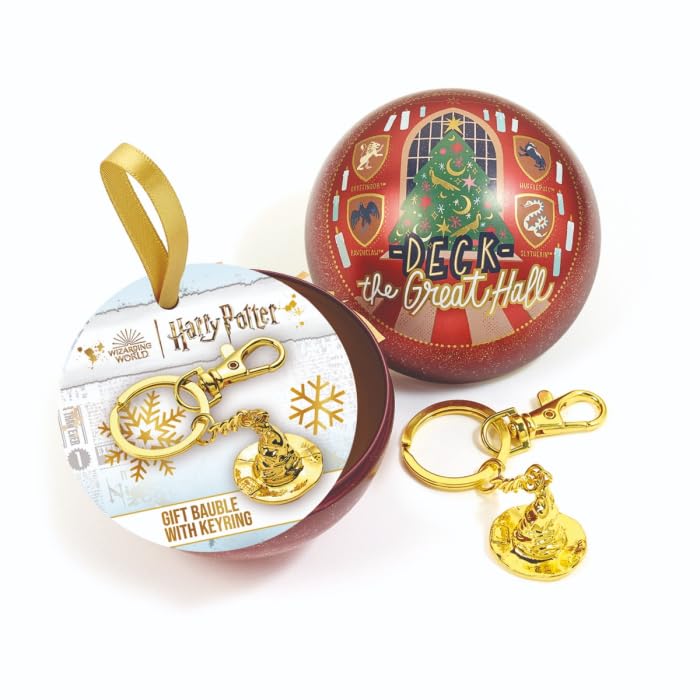 The Carat Shop Harry Potter Official Deck The Great Hall Christmas Bauble with Sorting Hat Keyring