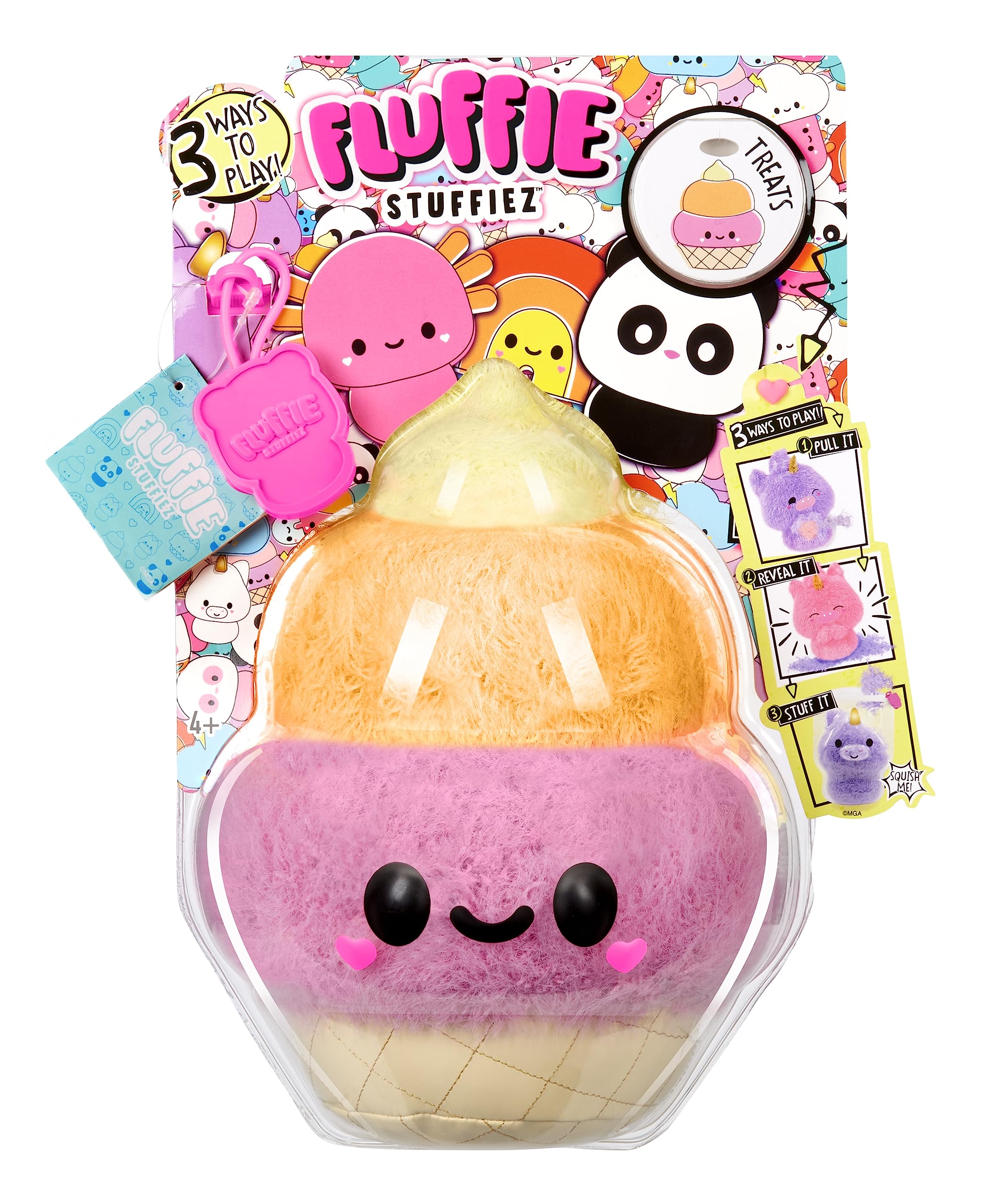 Fluffie Stuffiez Small Collectible Plush - ICE CREAM - Suprise Reveal Unboxing with ASMR Fidget DIY Fur Pulling, Ultrasoft Fluff - Great for Kids Ages 4+