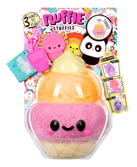 Fluffie Stuffiez Small Collectible Plush - ICE CREAM - Suprise Reveal Unboxing with ASMR Fidget DIY Fur Pulling, Ultrasoft Fluff - Great for Kids Ages 4+
