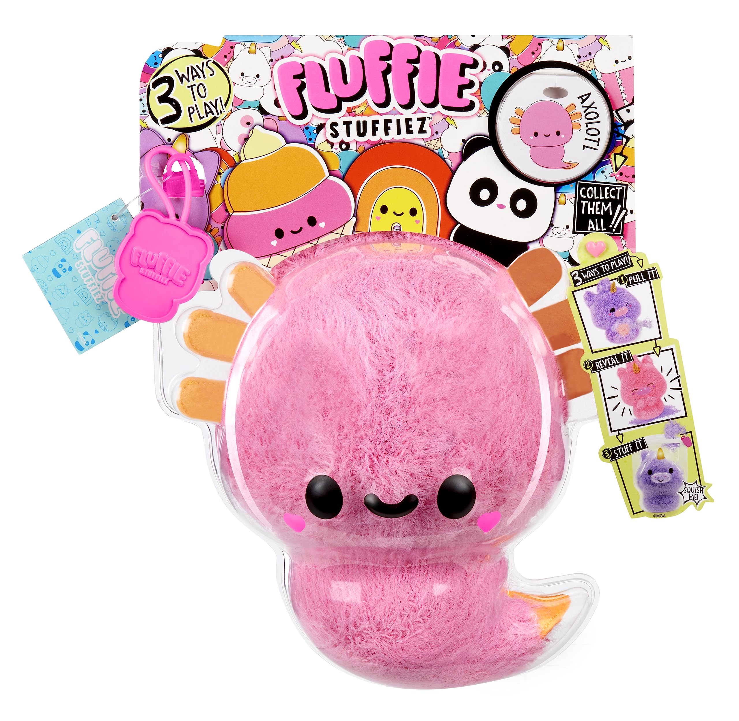 Fluffie Stuffiez Small Collectible Plush - AXOLOTL - Suprise Reveal Unboxing with ASMR Fidget DIY Fur Pulling, Ultrasoft Fluff - Great for Kids Ages 4+