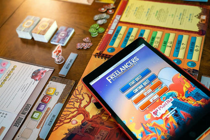 Plaid Hat Games | Freelancers: Crossroads Game | Board Game | Ages 14+ | 3-7 Players | 90 Minutes Playing Time