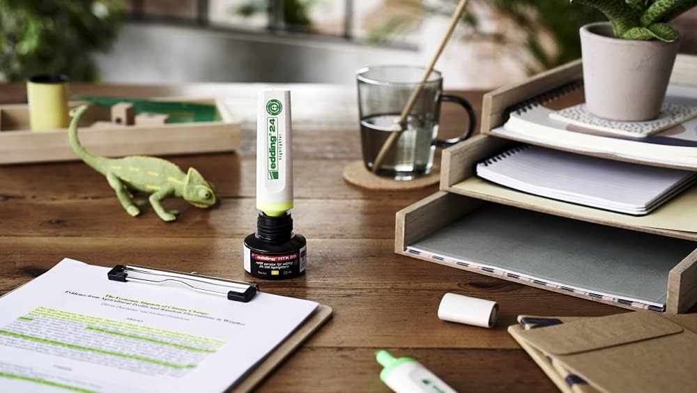 edding 24 EcoLine highlighter - yellow - 10 highlighters - chisel nip 2-5 mm - for quick and easy marking and highlighting of texts and notes - refillable, made of recyclable material