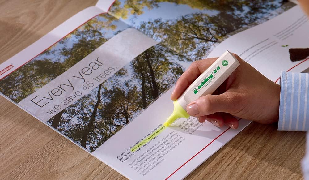 edding 24 EcoLine highlighter - yellow - 10 highlighters - chisel nip 2-5 mm - for quick and easy marking and highlighting of texts and notes - refillable, made of recyclable material