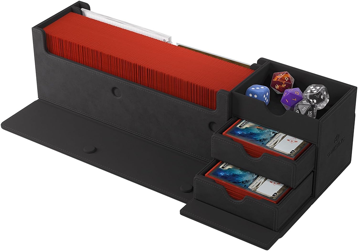 Gamegenic Cards Lair 400+ Convertible Deck Box - Double-Sleeved Card Storage, Holds up to 400 Cards, Premium Card Game Protector, Nexofyber Surface, Black Color, Made