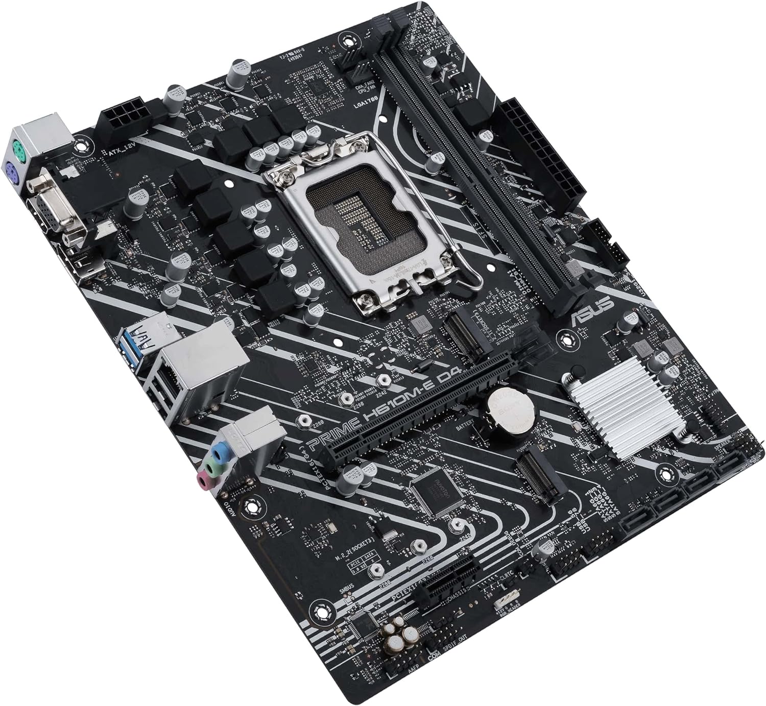 ASUS PRIME H610M-E D4-CSM mATX Motherboard, Intel H610, LGA1700, DDR4, PCI 4.0, Realtek 1Gb Ethernet, Realtek 7.1 Surround, 2xM.2, 4xSATA 6GB/s, USB 3.2 Gen 1, Armoury Crate, Black