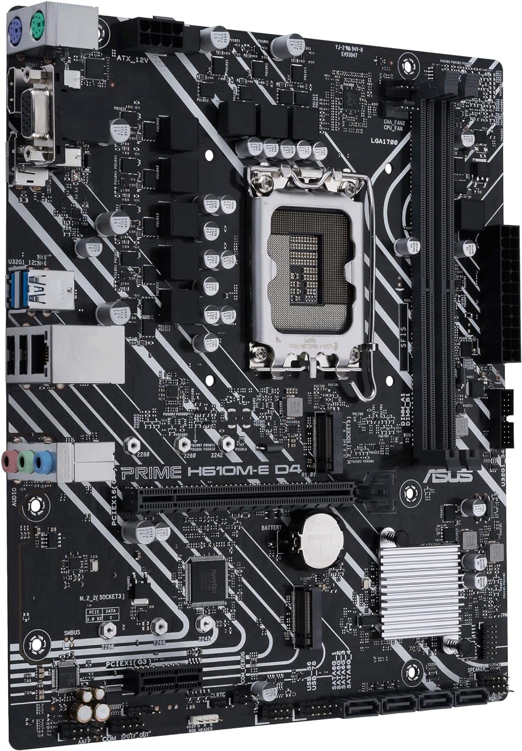 ASUS PRIME H610M-E D4-CSM mATX Motherboard, Intel H610, LGA1700, DDR4, PCI 4.0, Realtek 1Gb Ethernet, Realtek 7.1 Surround, 2xM.2, 4xSATA 6GB/s, USB 3.2 Gen 1, Armoury Crate, Black