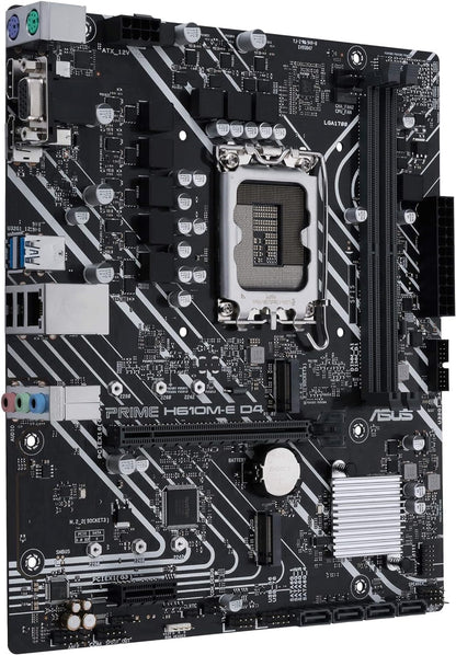 ASUS PRIME H610M-E D4-CSM mATX Motherboard, Intel H610, LGA1700, DDR4, PCI 4.0, Realtek 1Gb Ethernet, Realtek 7.1 Surround, 2xM.2, 4xSATA 6GB/s, USB 3.2 Gen 1, Armoury Crate, Black