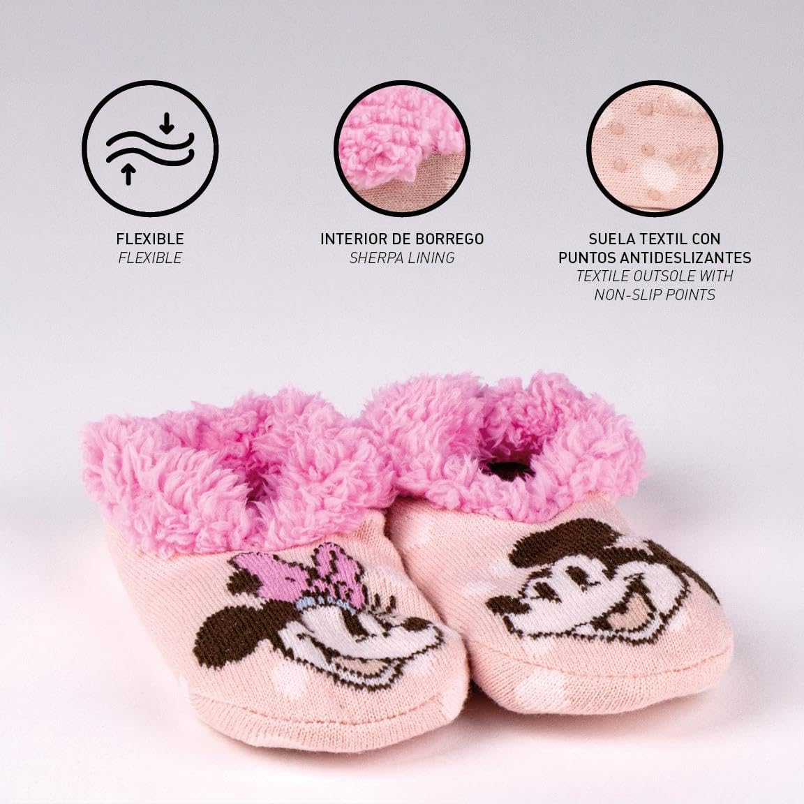 Disney: Cerd?á - Minnie - Pantofole Suola Unica Chaussette Tg. 32/35