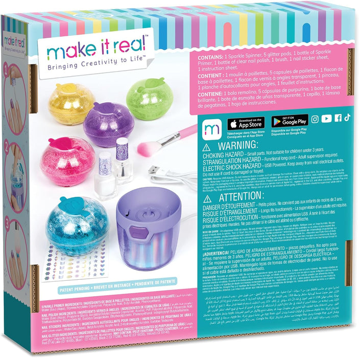 Make It Real: Party Nails Glitter Nail Studio - DIY Nail Kit, Decorate 500 Nails, 5 Mess-Free Glitter Pods, Tweens, Girls & Kids Ages 8+