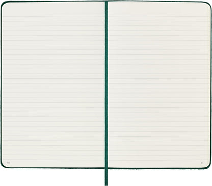 Moleskine Lined Notebook, Limited Edition Velvet Collection, Velvet Hard Cover and Elastic Closure, Green Colour, Large Format, 144 Pages