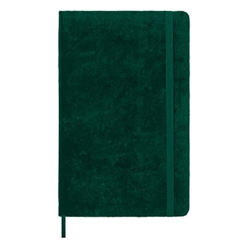 Moleskine Lined Notebook, Limited Edition Velvet Collection, Velvet Hard Cover and Elastic Closure, Green Colour, Large Format, 144 Pages