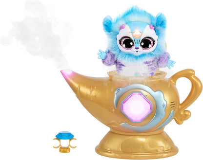 Magic Mixies Magic Genie Lamp with Interactive 8 inch Blue Plush Toy & 60+ Sounds and Reactions: Perform The Magic Steps to Unlock a Magic Ring & Reveal a Blue Genie Mixie From the Real Misting Lamp