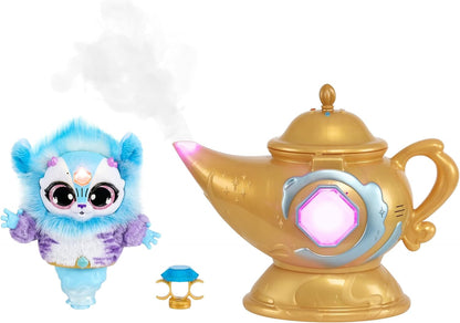 Magic Mixies Magic Genie Lamp with Interactive 8 inch Blue Plush Toy & 60+ Sounds and Reactions: Perform The Magic Steps to Unlock a Magic Ring & Reveal a Blue Genie Mixie From the Real Misting Lamp