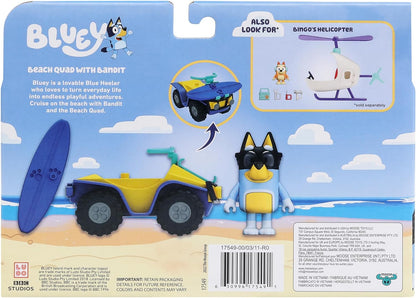 Bluey Vehicle and Figure Pack Beach Quad with Bandit with 2.5-3 Inch Figure and Surfboard Accessory