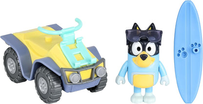 Bluey Vehicle and Figure Pack Beach Quad with Bandit with 2.5-3 Inch Figure and Surfboard Accessory