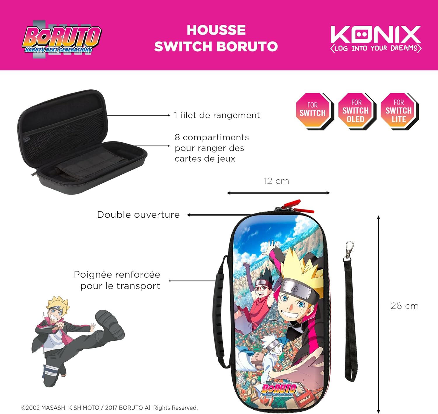 Konix Boruto Naruto Next Generations Case and Storage Fly for Nintendo Switch - Team 7 Konoha, multicoloured, Fly - Team 7