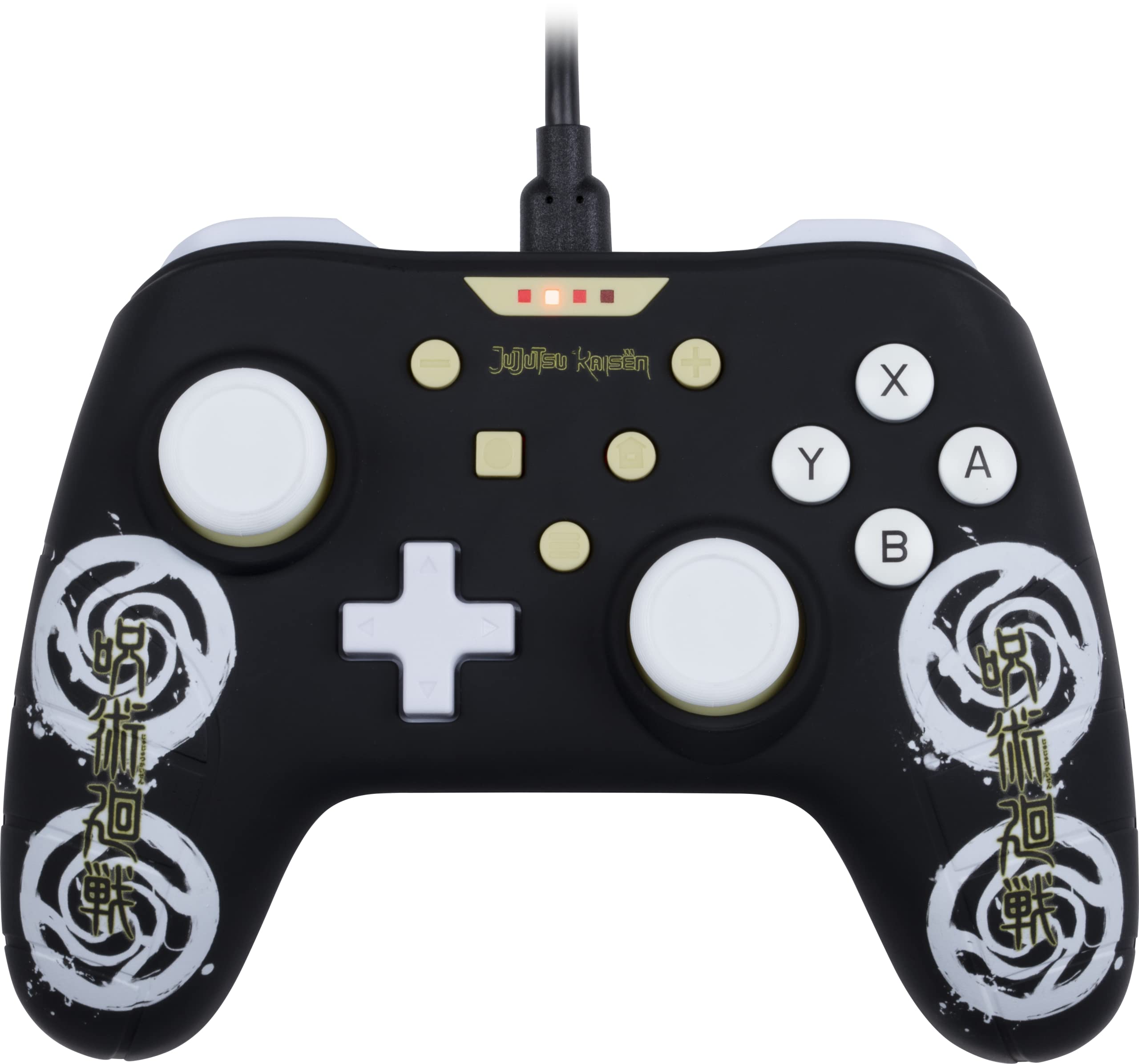 Konix Jujutsu Kaisen Wired Controller for Nintendo Switch Console, Vibration Function, 3 m Cable, Black and White