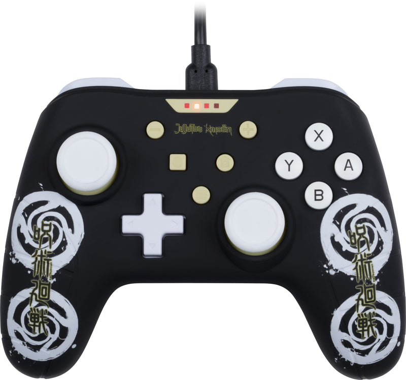 Konix Jujutsu Kaisen Wired Controller for Nintendo Switch Console, Vibration Function, 3 m Cable, Black and White