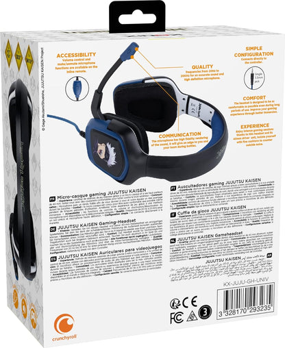 Konix Jujutsu Kaisen Auriculares Gaming con Cable para PS4, PS5, Switch, Xbox One y Series X|S - Micrófono a 45° - Cable de 1,5 m - Conector Jack de 3,5 mm - Diseño de Gojo