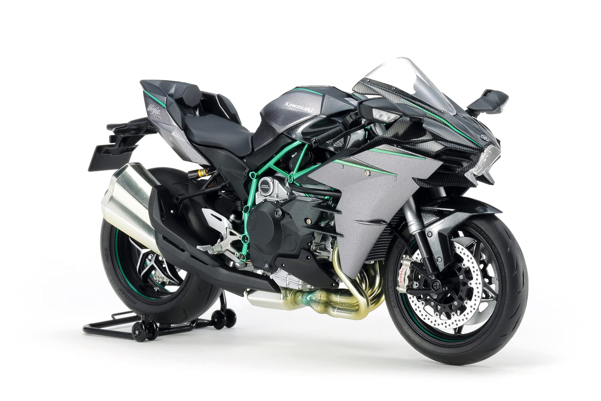 Tamiya 1/12 Scale Model Assembly 14136 1:12 Kawasaki Ninja H2 Carbon, réplica Fiel, plástico, Hobby, Pegado, Kit de modelismo, Montaje, sin Pintar, Color (Grey Marl