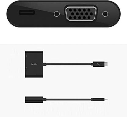Belkin USB C to VGA + Charge Adapter - USB C to VGA Cable for MacBook Pro, MacBook Air, Mac Mini, iPad Pro, iPad Pro 12.9”, iPad Mini & Other USB C Devices - 60W USB C Power Delivery