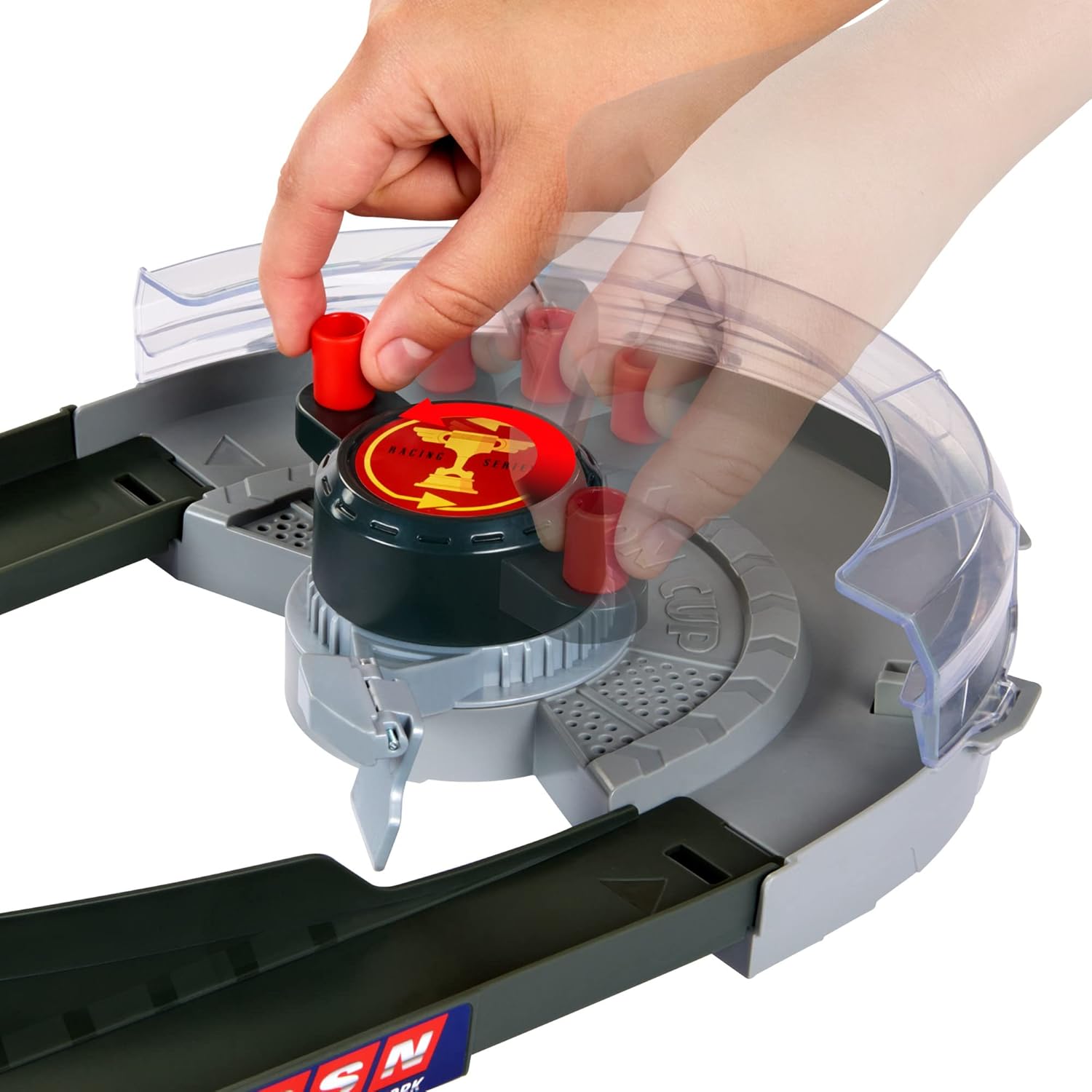 Disney and Pixar Cars Track Set, Piston Cup Action Speedway Playset with 1:55 Scale Lightning McQueen Die-Cast Toy Car, HPD81