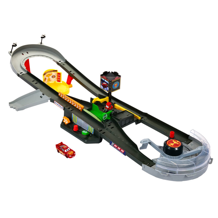 Disney and Pixar Cars Track Set, Piston Cup Action Speedway Playset with 1:55 Scale Lightning McQueen Die-Cast Toy Car, HPD81